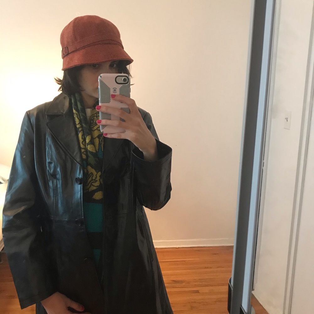 Chadwick’s of Boston Long Black Leather Coat